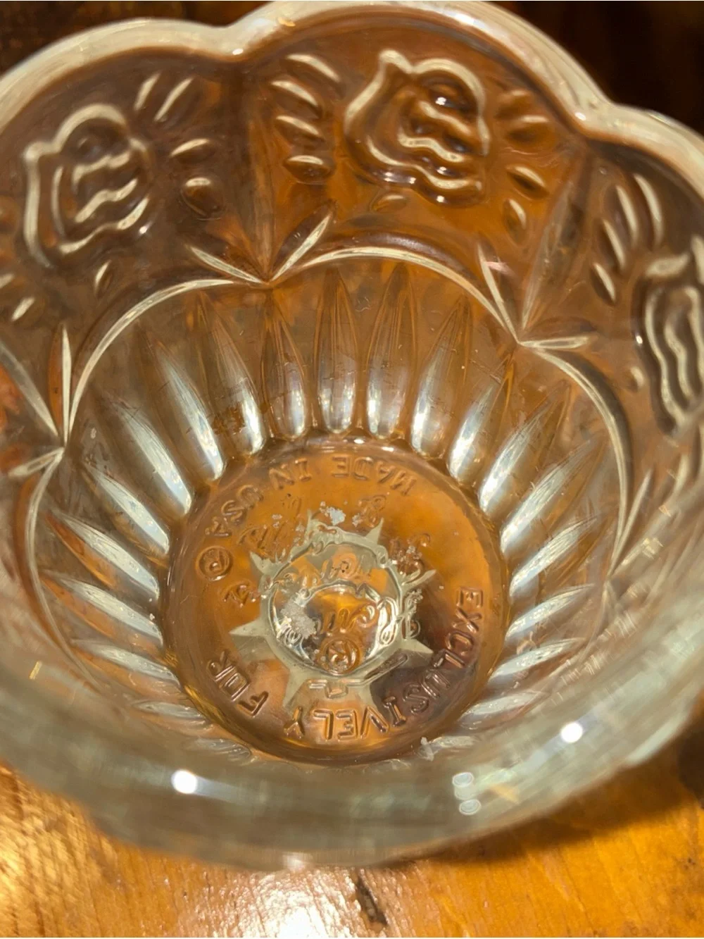 Home Interiors Clear Glass votive tulip rose pattern